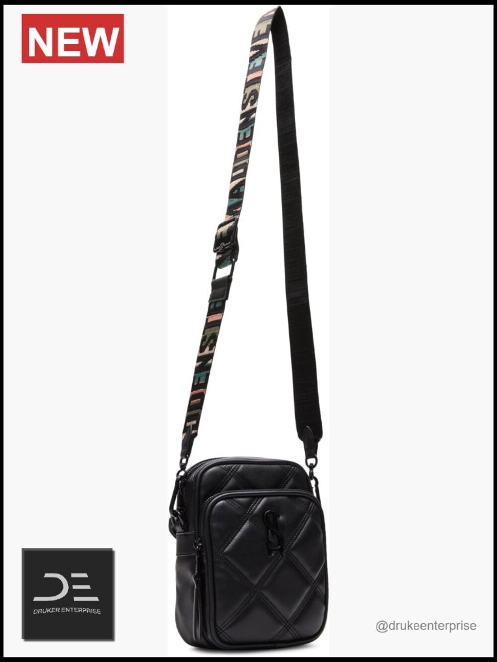 Quilted Crossbody Bag with Zip Pockets